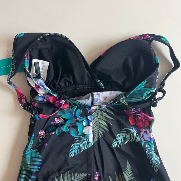 AQUA GREEN NWT One Piece Swimsuit, Floral Medium - Picture 12 of 12